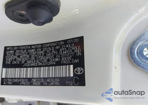 2021 Toyota Corolla Le from USA, damaged, VIN JTDEAMDE9MJ010994